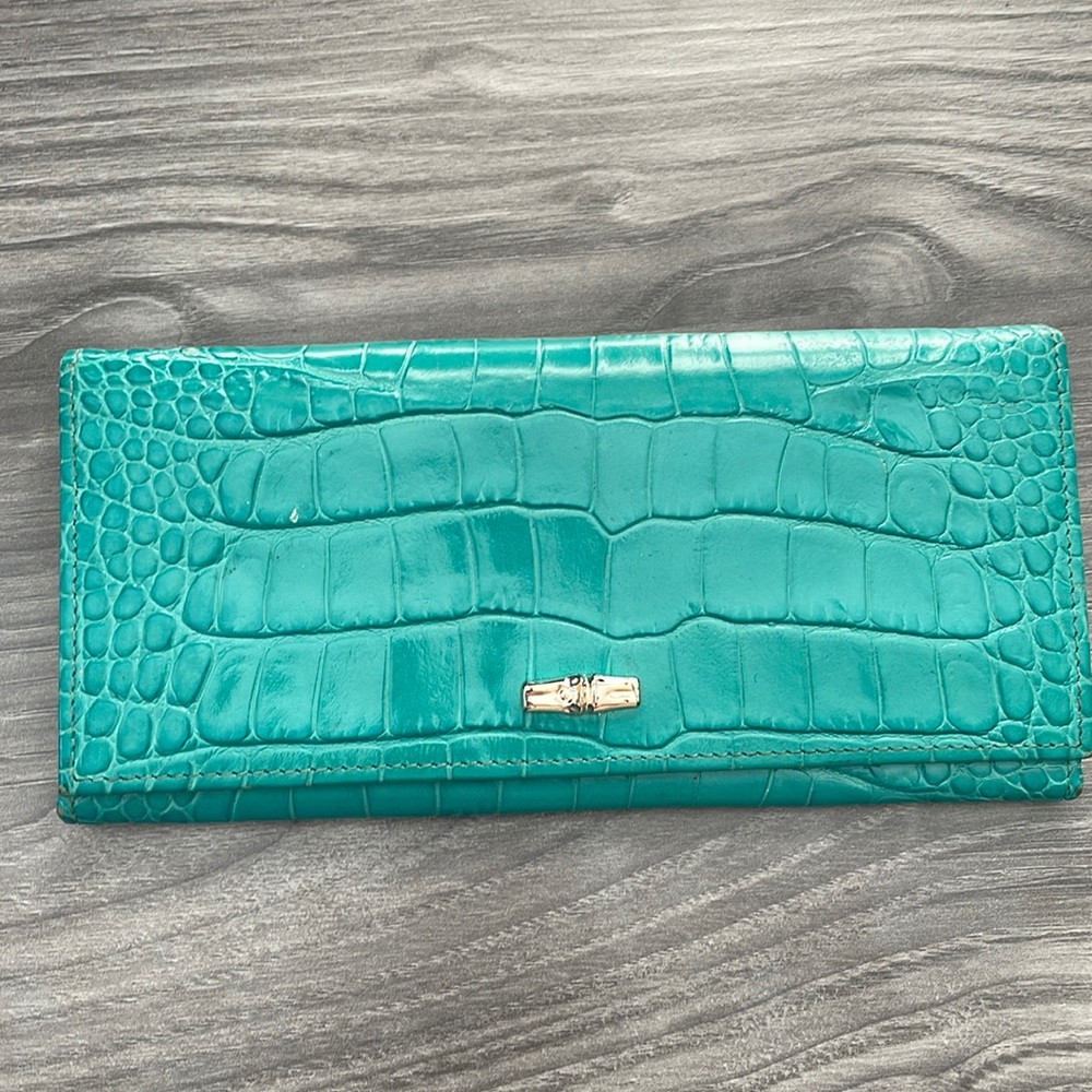 Longchamp Roseau Croc Calfskin Leather Continental Wallet